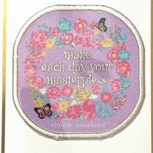 Simply Southern Inspirational Floral Iron-On Patch, lavender  NWT